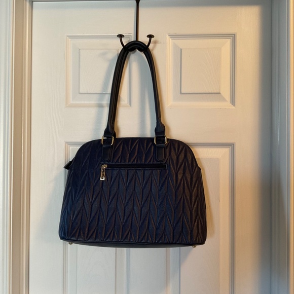Pierre Cardin Quilted Navy Vegan Leather Tote Bag - Picture 14 of 17